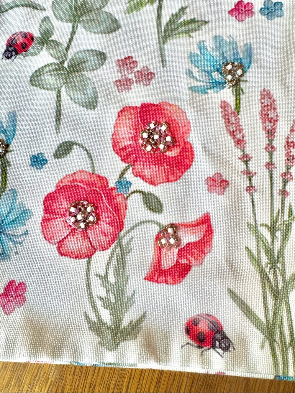 Made in INDIA 🌺 Canvas Tote Bag Floral Beaded Book Bag Shopping Bag NWT - Picture 8 of 11